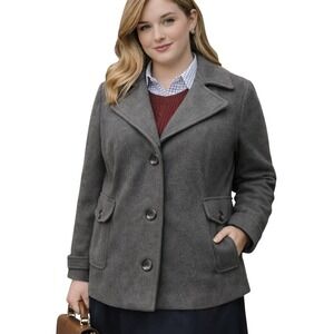 Gap Women's Wool Blend Pea Car Coat Jacket Size XXL Gray Lined Winter Outdoor